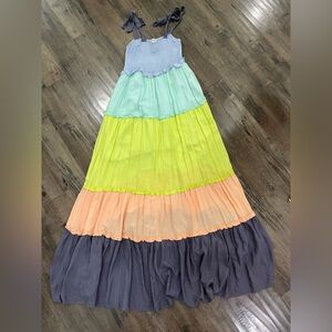 DAVI & DANI Multicolor Tiered Maxi Dress